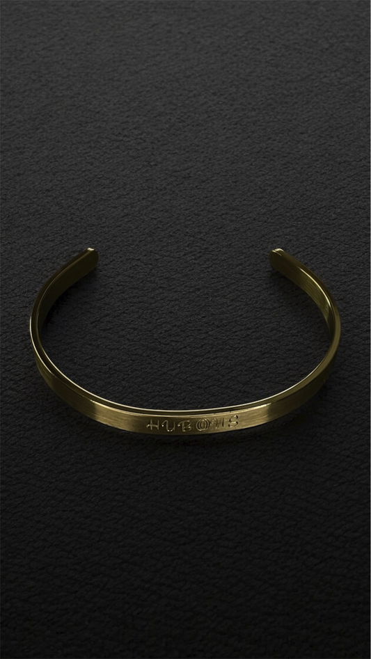 Brazalete Eternal personalizado de acero inoxidable 6 mm, (acabado mate)  DORADO.