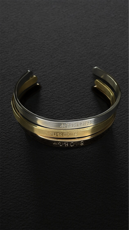 Brazaletes Eternal personalizados de acero inoxidable 6mm " PACK TRICOLOR " (Tonos ORO, NEGRO Y PLATA), (acabado mate), OBSEQUIO BRAZALETE HUBONS, (Envío GRATIS).